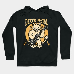 Death Metal Satanic Baphomet Cat playing guitar Hoodie